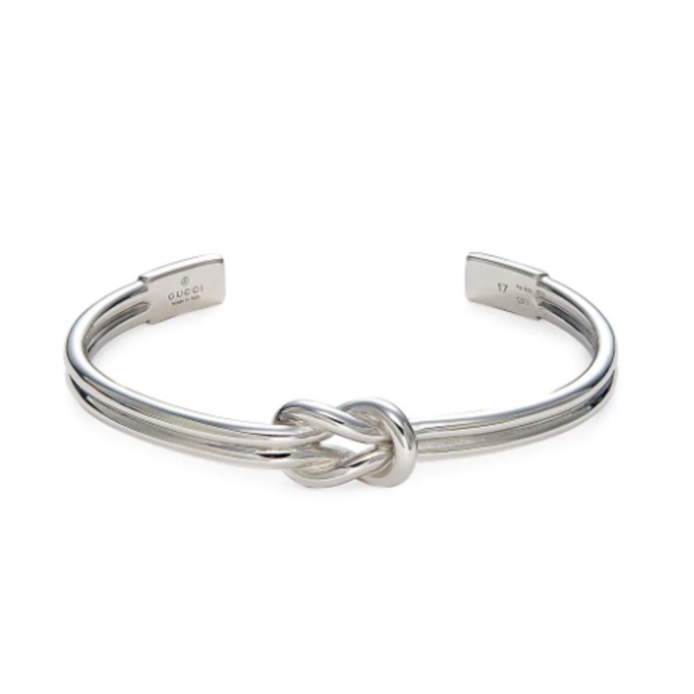 Gucci Sterling Silver Knotted Cuff Bracelet (Size IT 17, US Medium) - NEW